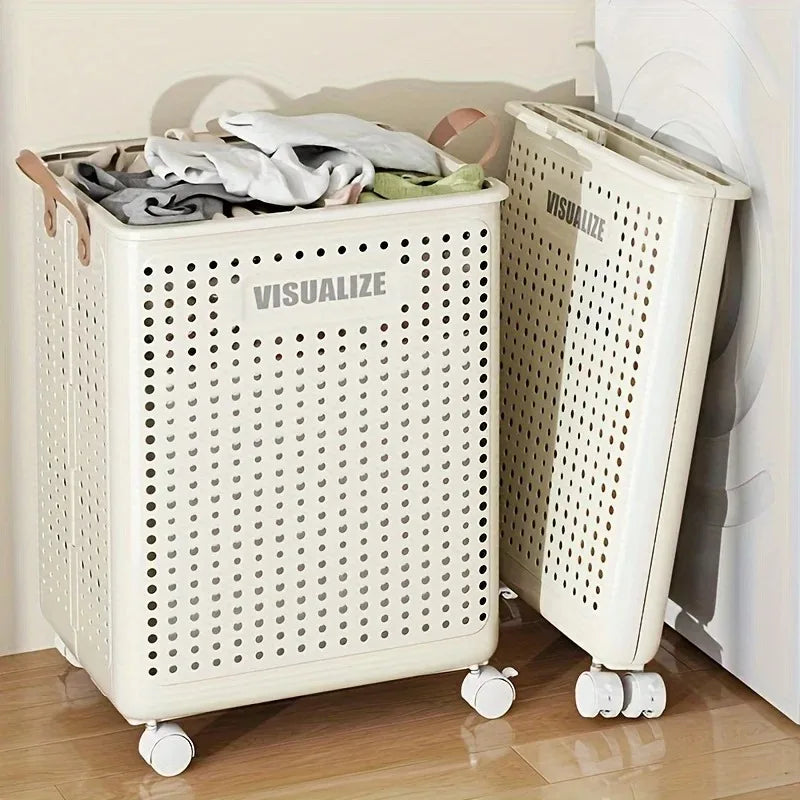 Panier à linge sur roulettes