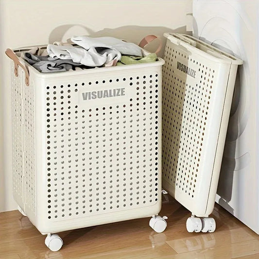 Panier à linge sur roulettes