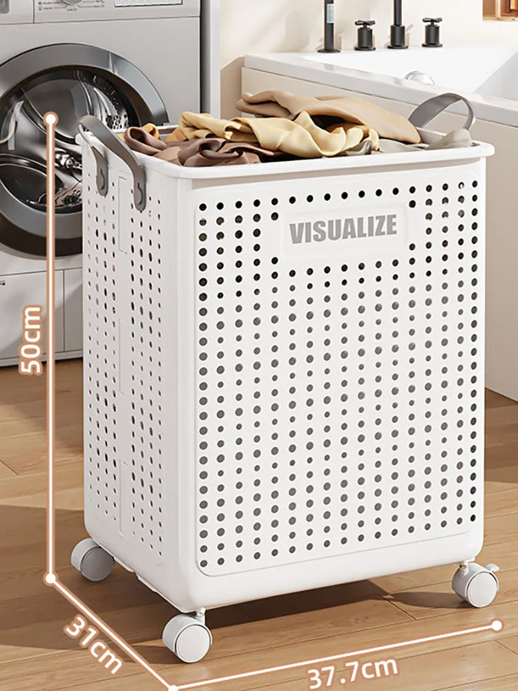 Panier à linge sur roulettes