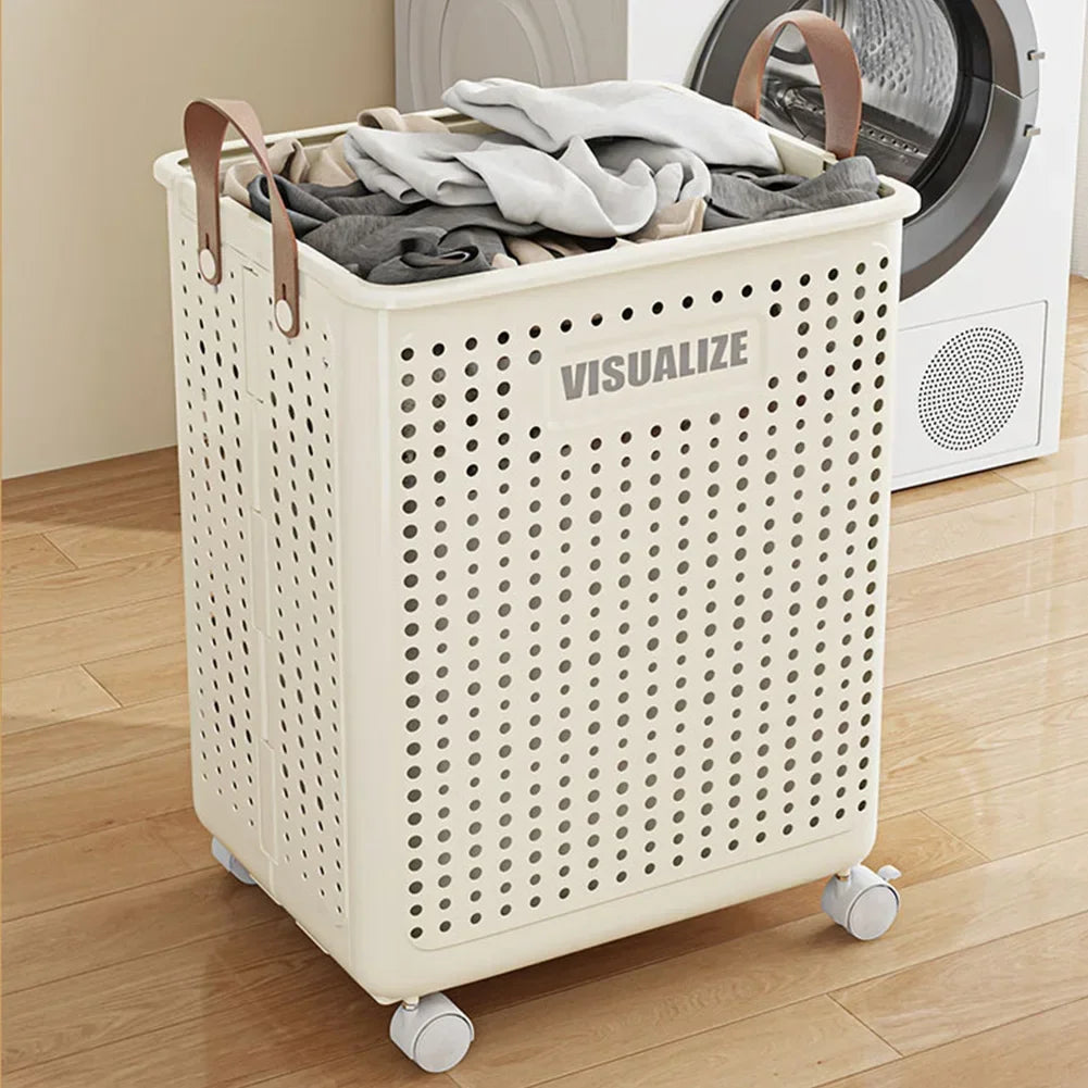 Panier à linge sur roulettes